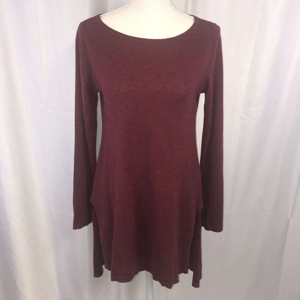 Eileen Fisher Burgundy Merino Wool Sweater - XXS